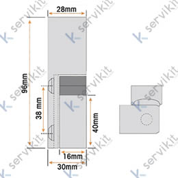 Bisagra G-306/5 cromo vertical L=96mm
