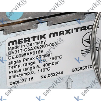 Válvula Mertik GV31T freiora 3/8&#34; 190°C