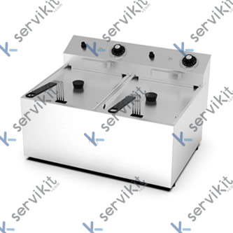 Freidora industrial Trifásica 8+8 litros (sin grifo, doble)