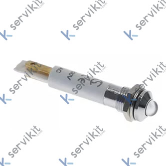 lámpara de señalización LED montaje ø 8mm blanco 230VAC empalme F2,8x0,8 rosca de sujeción M8x0,75