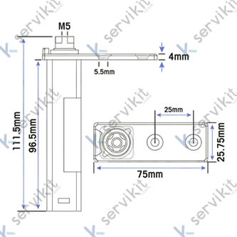 Bisagra intermedia corona estrella m5x1mm