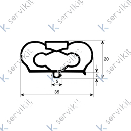 Burlete 768x660mm pvc gris agn 1403