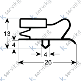 Burlete para frigorífico perfil 9013 An 350mm L 550mm medida inserción