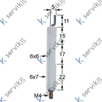 electrodo de encendido D1 ø 6x7mm empalme M4 D2 ø 6x6mm L1 11mm L2 5mm LC1 15mm LC2 16mm