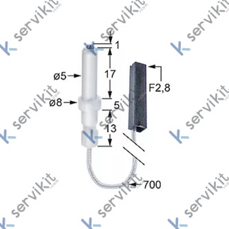 Bujía Encendido Ø5x36mm CABLE=700mm