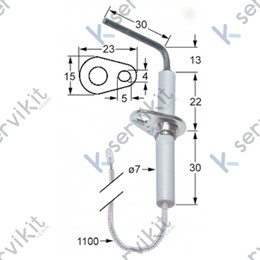 Bujía encendido piezoeléctrica 7x68mm horno barón