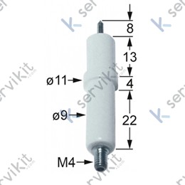 Bujía encendido Ø9.5x107mm con brida Ø24x17mm cocina industrial