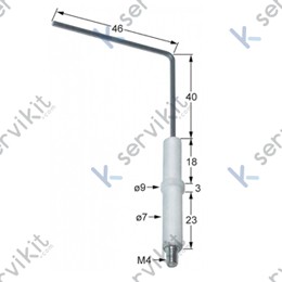 Bujía de encendido Ø7x44mm para horno Giorik