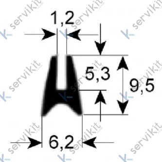 Burlete 9x6mm cristal horno Lainox (1 metro)