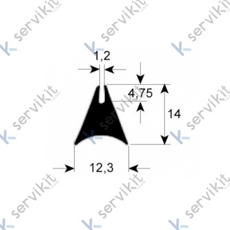 Burlete cristal puerta para horno Lainox 1800mm