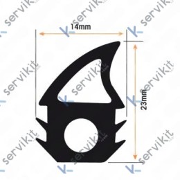 Burlete Silicona Negro 23x14mm (1 METRO)