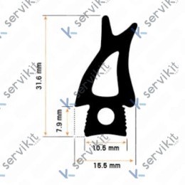 Burlete 1480x460mm Silicona Negro