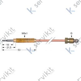 Termopar cabeza roscada m9x1 l=1000mm