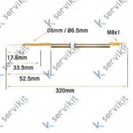 Termopar Cabeza Lisa M8x1 L=320