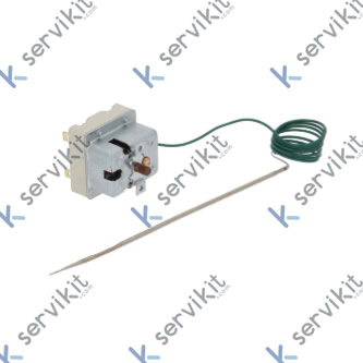 Termostato de seguridad temp. desconexión 350°C 2 polos NC 20A sonda ø 3mm sonda L 187mm