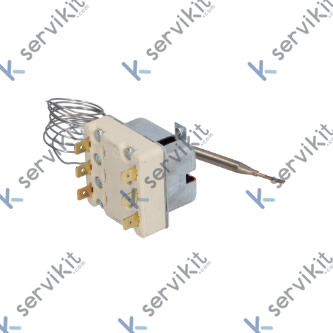 termostato de seguridad temp. desconexión 360°C 3 polos 3NC 2x20/1x0,5A sonda ø 6mm sonda L 79mm
