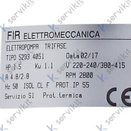 Bomba entrada ø 63mm salida ø 53mm tipo 5233.4051 220-240/380-415V 50Hz fases 3 1,1kW