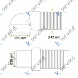 Manguera Desagüe Ø50x1900mm Tubo Ø42mm