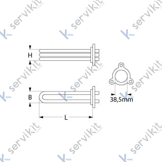 Resistencia calderin 3000w 230v l=300mm