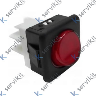 Pulsador Rojo 230V 16A 25x25mm Tecla Redonda