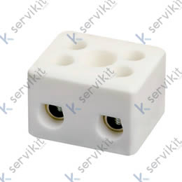 Regleta Cerámica 2 Polos 10mm² 57A Ø4.5mm